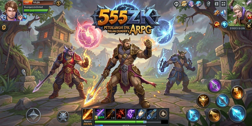 Tampilan aksi seru dalam gameplay ARPG 555ZK.