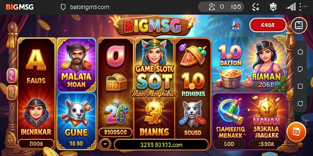 Screenshot utama <strong>BIGMSG</strong> menampilkan gameplay slot yang seru dan interaktif.
