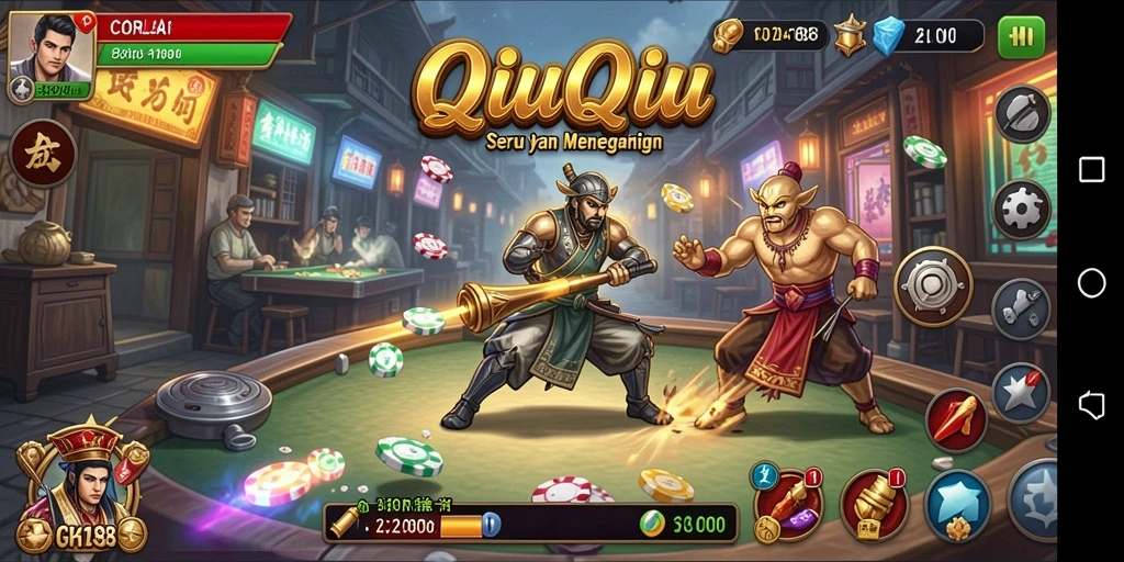 Screenshot gameplay CORLA188 menampilkan aksi QiuQiu yang mendebarkan.