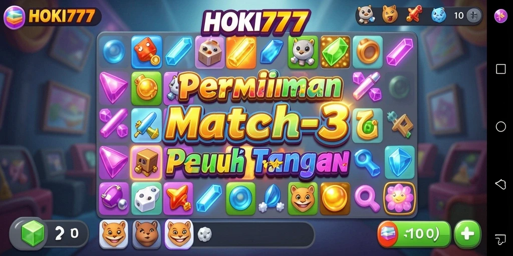 Tampilan gameplay seru HOKI777 dalam bermain Match-3.