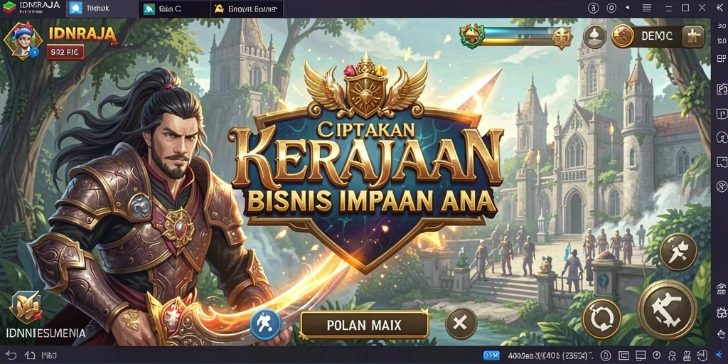 Tampilan gameplay <strong>IDNRAJA</strong> yang menakjubkan dengan elemen Tycoon.