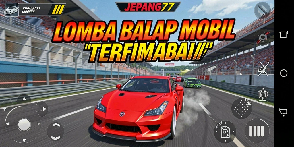Tampilan gameplay JEPANG77 dengan balapan yang menegangkan.