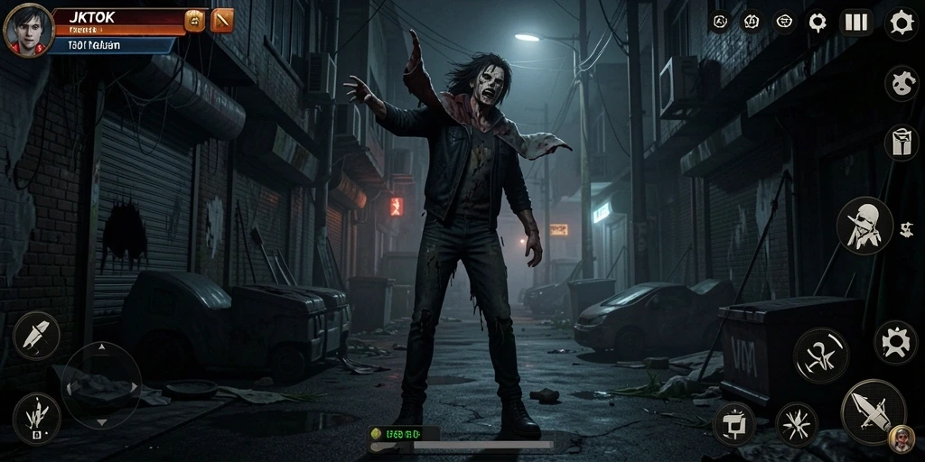 Tampilan gameplay JKTOK yang menegangkan dan menyeramkan.