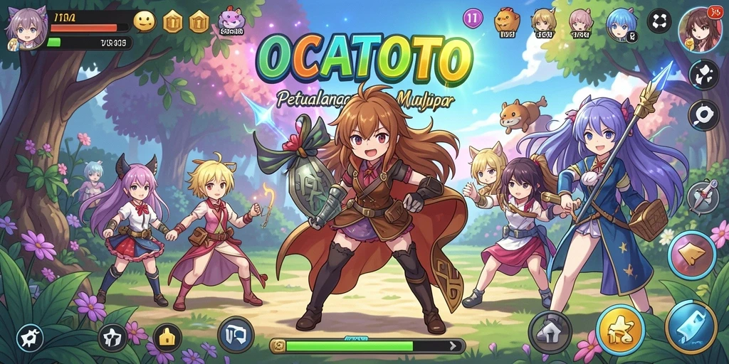 Screenshot OCATOTO menampilkan karakter-karakter Anime yang sedang bertarung.