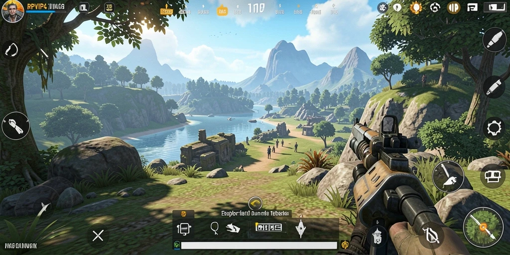 Tampilan gameplay Open World RPVIP4 dengan lingkungan yang luas dan dinamis.