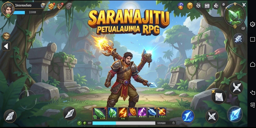 Screenshot gameplay SARANAJITU yang menunjukkan aksi seru dalam petualangan RPG.
