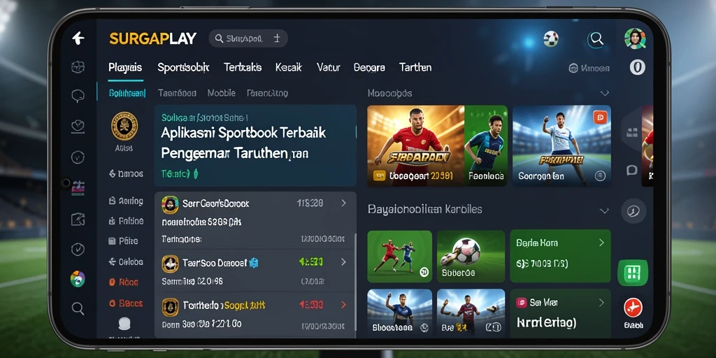 Tampilan dinamis aplikasi Sportsbook SURGAPLAY saat permainan berlangsung.