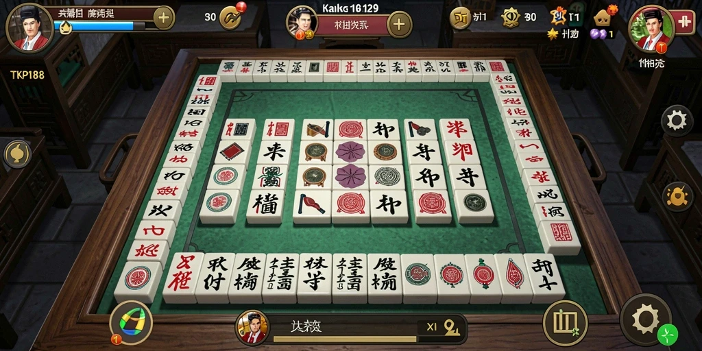 Tampilan permainan TKP188 dengan ubin Mahjong yang menarik.