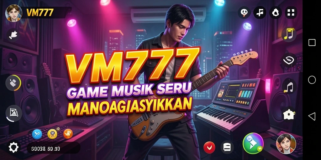 Tampilan gameplay VM777 dengan alunan musik yang seru.